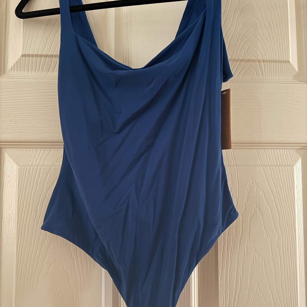 Skims bright blue tank bodysuit thong L NWT